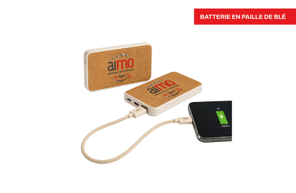 Batterie en paille de blé - Personnalisation powerbank