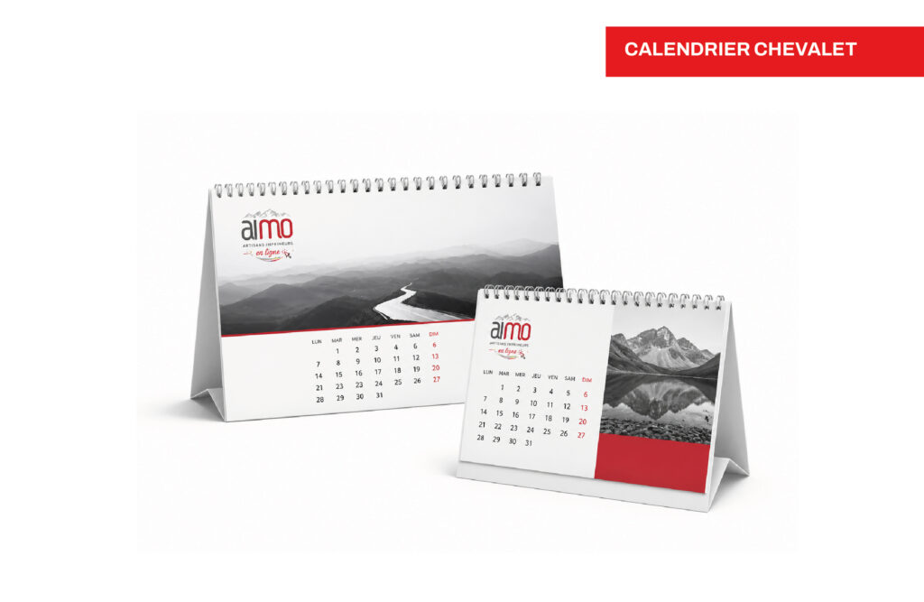 Calendrier chevalet personnalisé - Reliure spirale