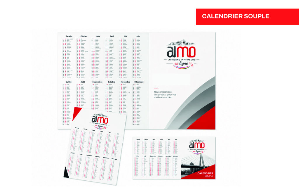 Calendrier souple publicitaire - Calendrier pas cher