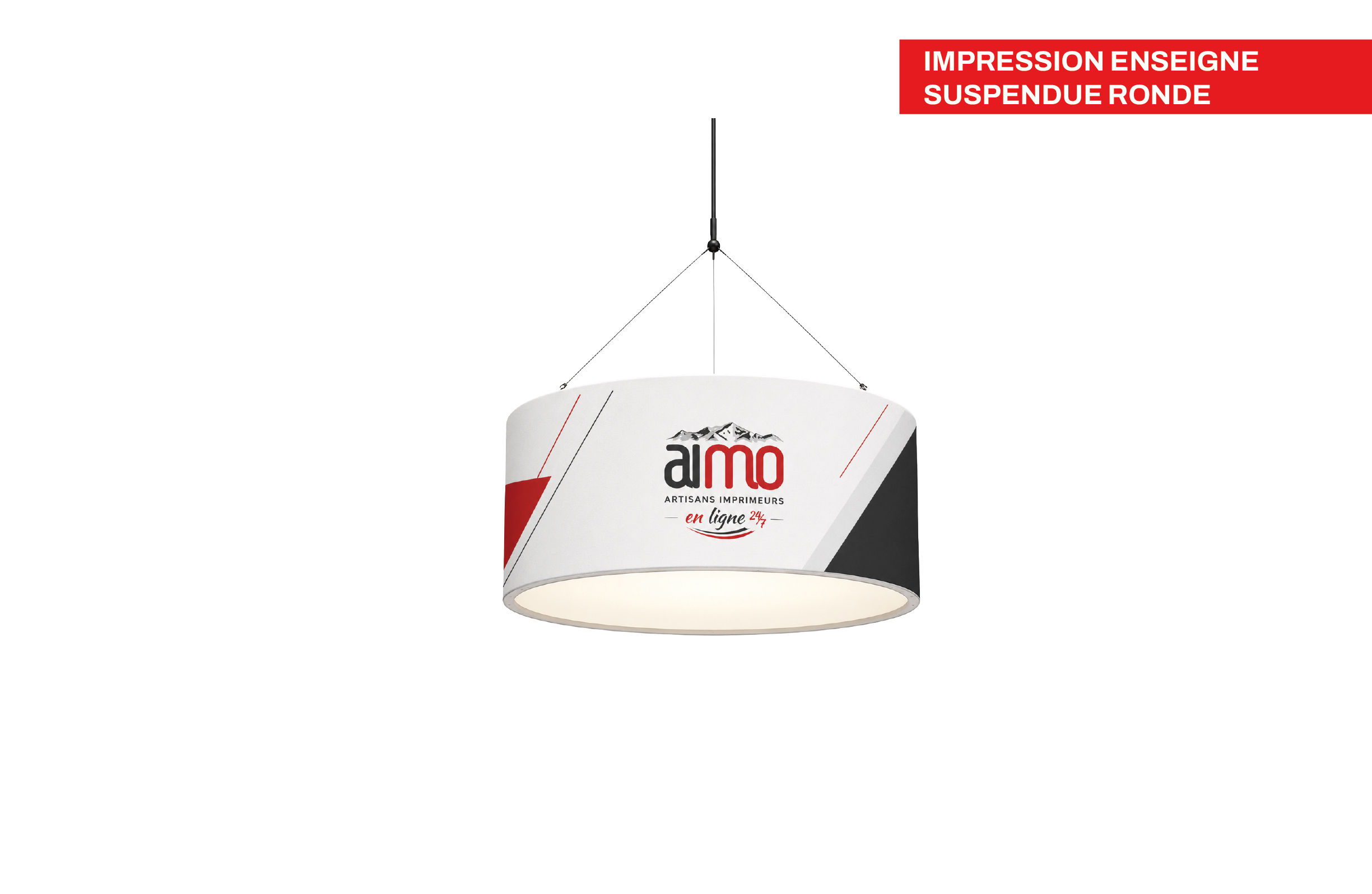 Impression enseigne suspendue ronde pas chère - Gamme économique