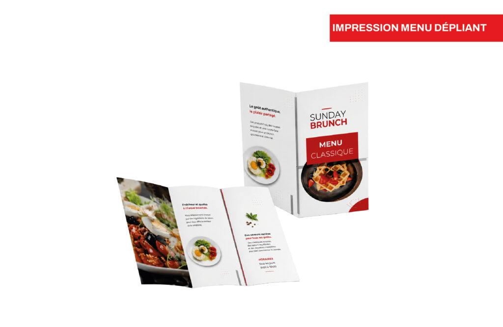 Impression menu dépliant classique