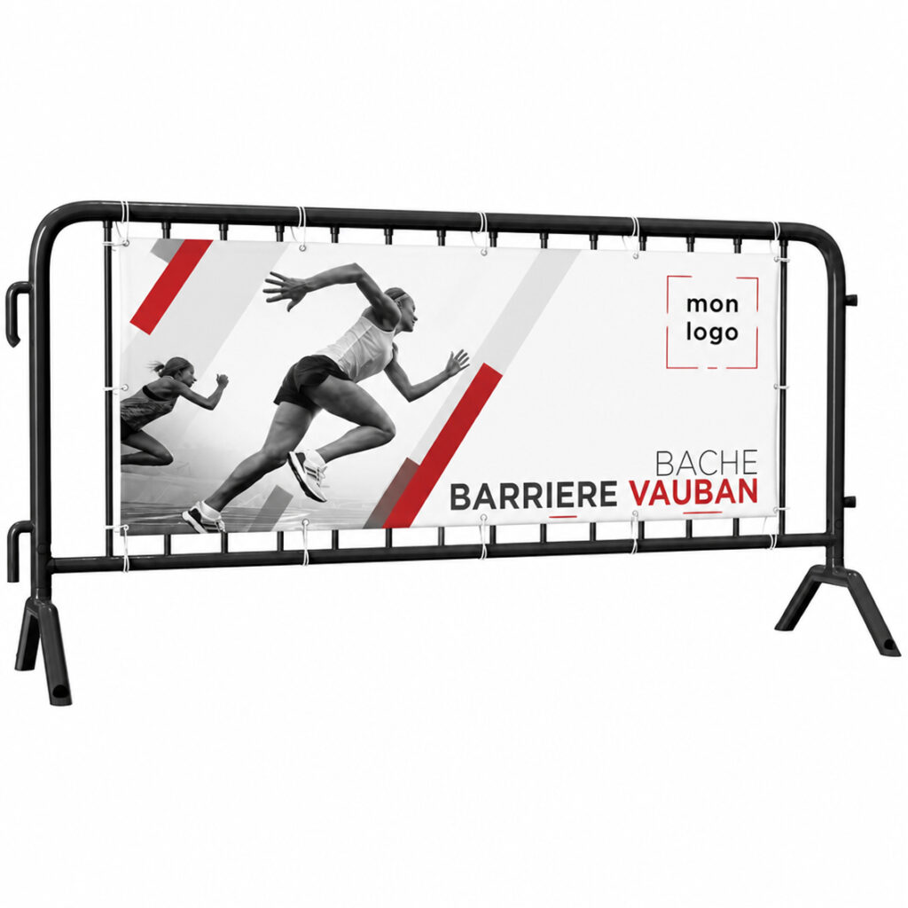 Impression bâche personnalisée pour barrière Vauban - 215x73 cm