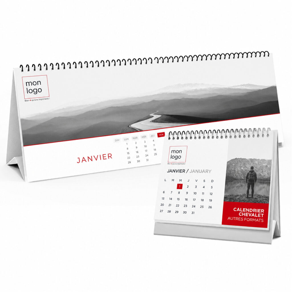 Calendrier chevalet personnalisé - Reliure spirale