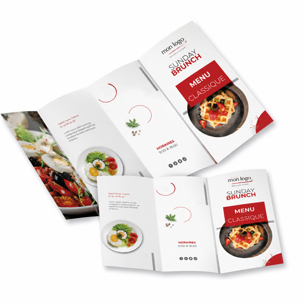 Impression menu dépliant classique